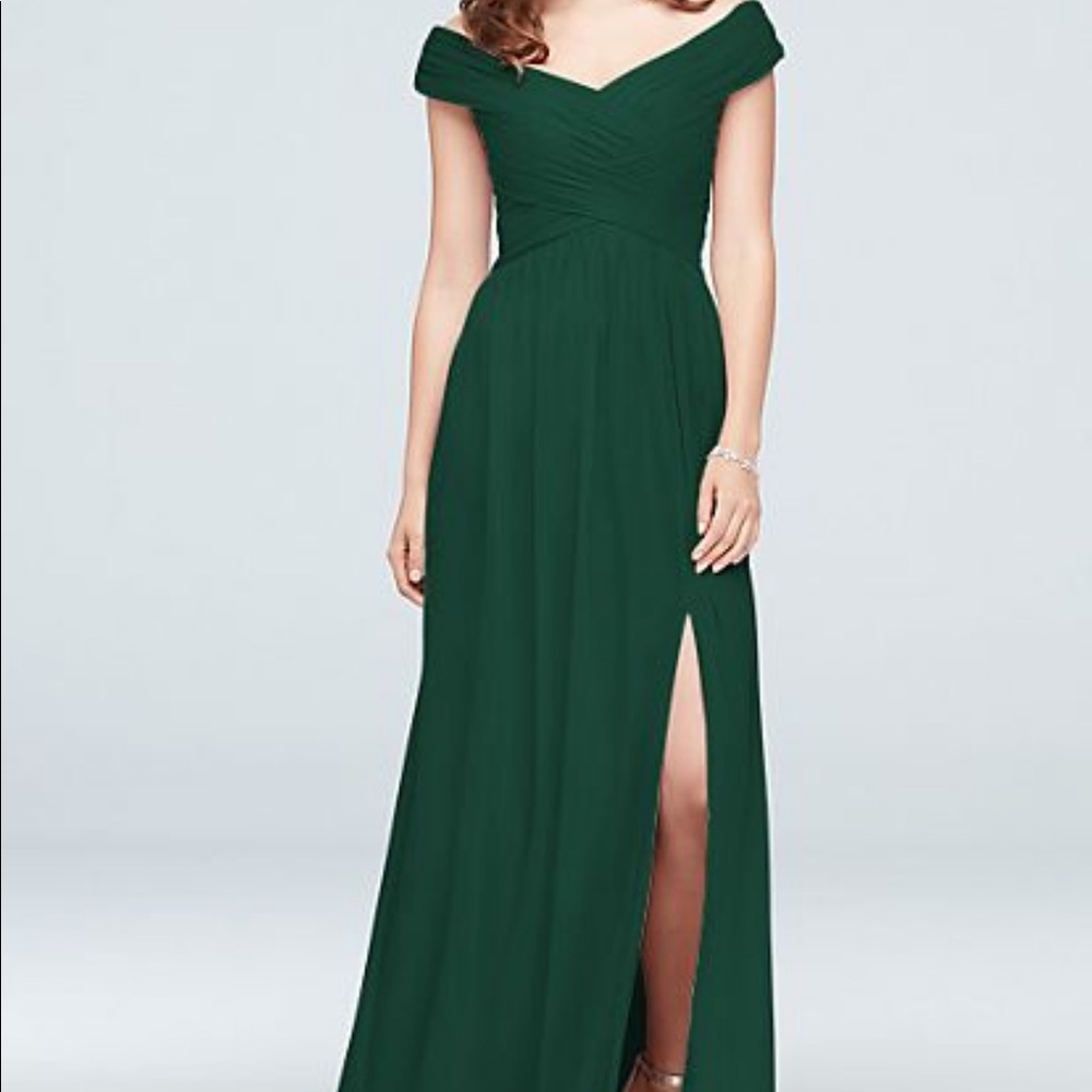 Cross-Cross Off-the-Shoulder Mesh Bridesmaid Dress